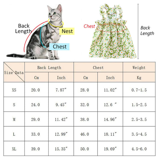 Floral Cotton Suspender Skirt for Cats and Dogs