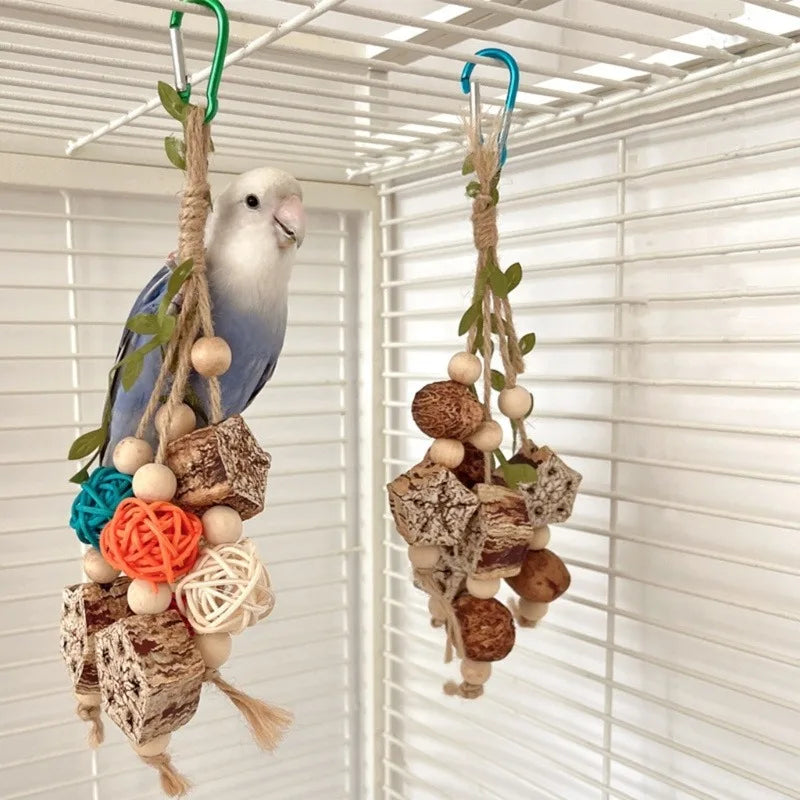 Stainless Steel Bird Toys with Chewable Acrylic Pots
