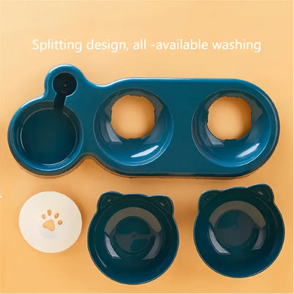 Cat Feeding Station with Bowls for Two Cats - Cute Design