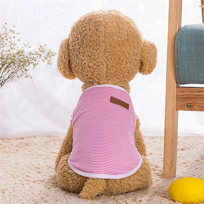 Striped Cotton Sleeveless T-Shirt for Small Dogs and Cats