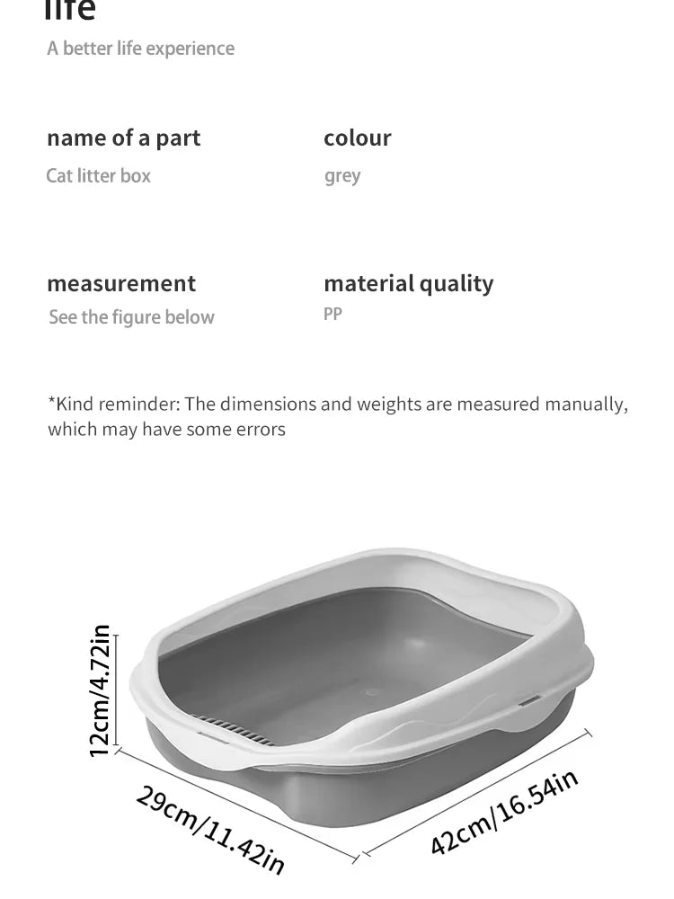 Large Semi-Enclosed Spatter-Proof Cat Litter Box