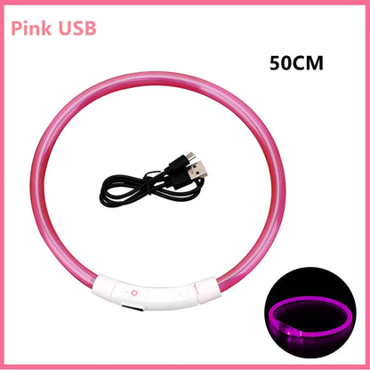 LED Glowing USB Rechargeable Pet Safety Collar for Dogs and Cats