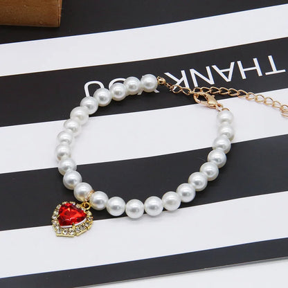 Adjustable Cat Collar with Pearl Decoration for Kittens
