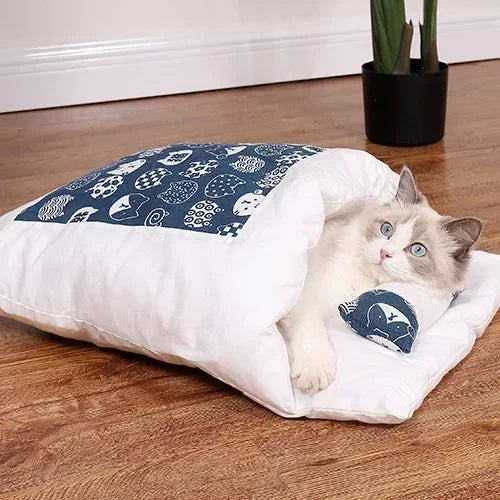 Kawaii Cozy Removable Cat Bed House for Adult Cats and Dogs