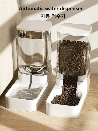 Automatic Tilting Water Bowl with Large Food Storage for Pets