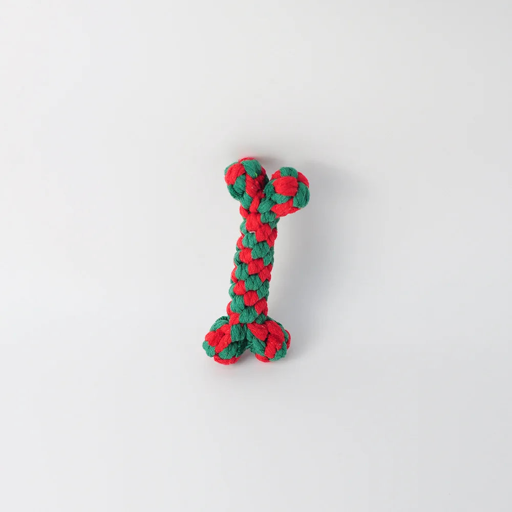 Christmas Cotton Rope Dog Toy Set - Bite-Resistant & Interactive