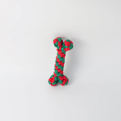 Christmas Cotton Rope Dog Toy Set - Bite-Resistant & Interactive