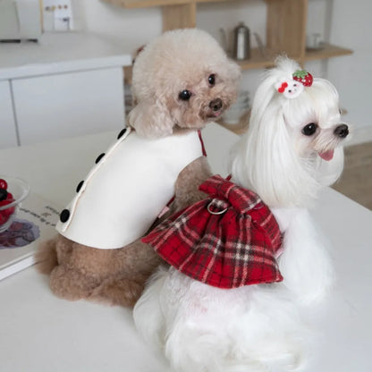 Plaid Christmas Dog Vest and Skirt for Small Pets