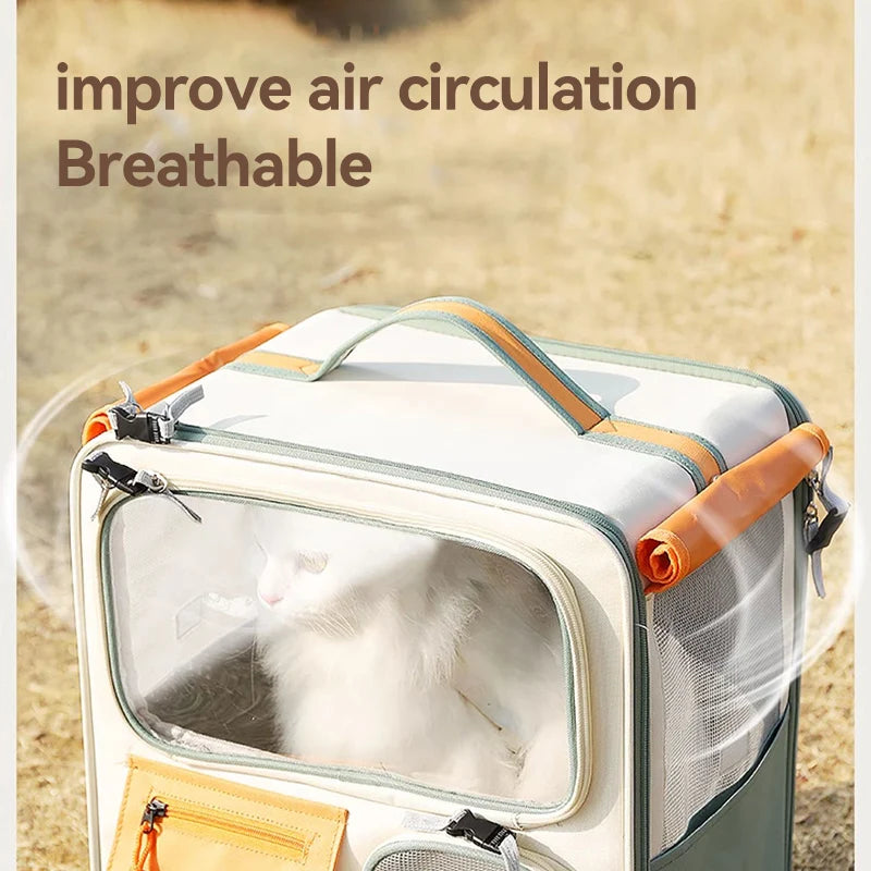 Portable Pet Trolley Backpack for Cats and Small Dogs