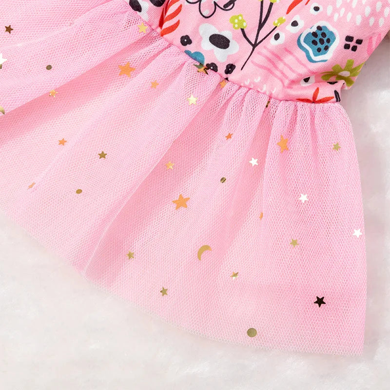 Lace Design Spring Summer Dog & Cat Dress with Mesh Skirt