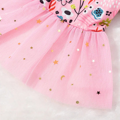 Lace Design Spring Summer Dog & Cat Dress with Mesh Skirt