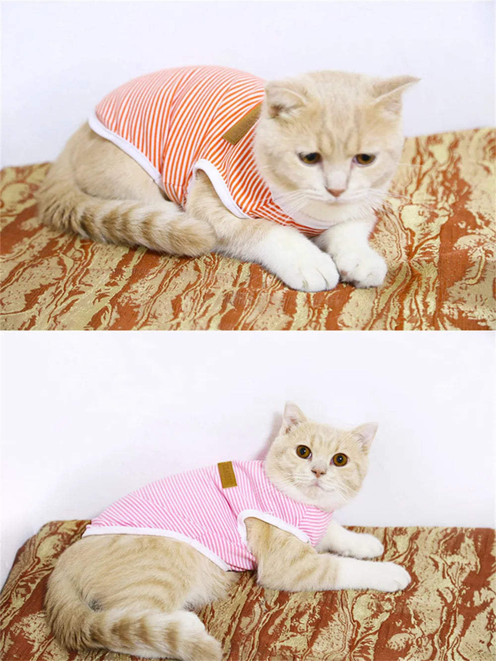 Striped Cotton Sleeveless T-Shirt for Small Dogs and Cats
