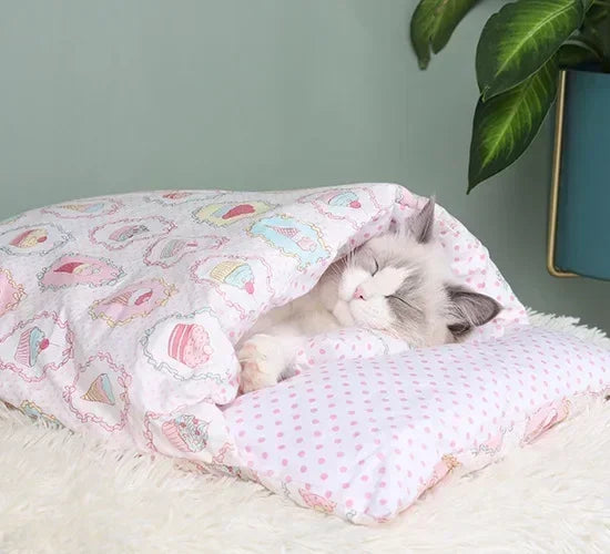 Kawaii Cozy Removable Cat Bed House for Adult Cats and Dogs