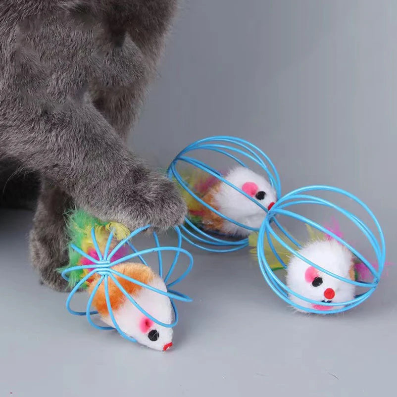 Plush Colorful Mouse Toy Ball for Cats and Kittens