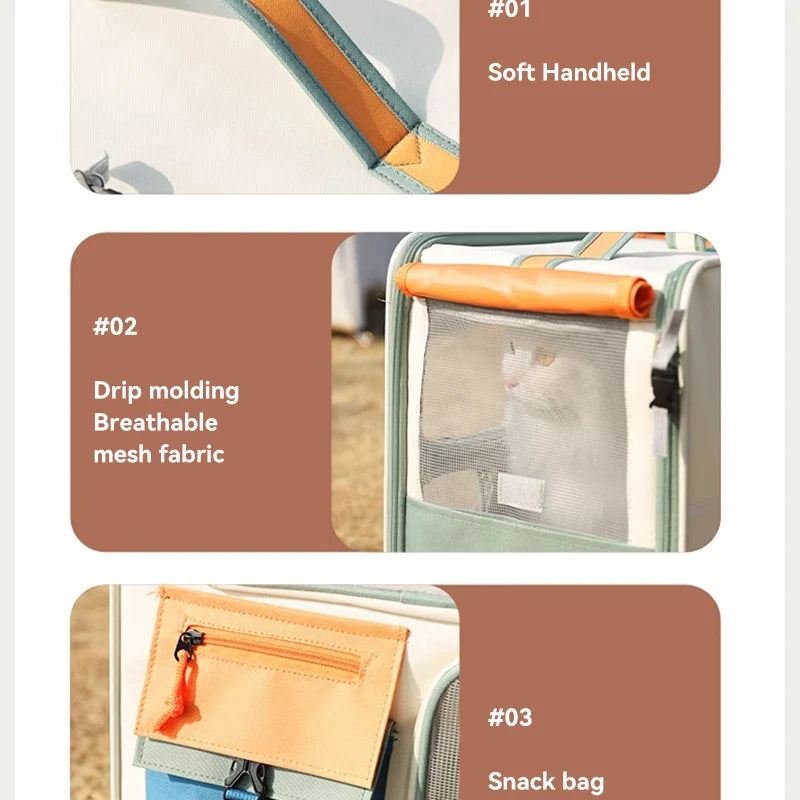 Portable Pet Trolley Backpack for Cats and Small Dogs