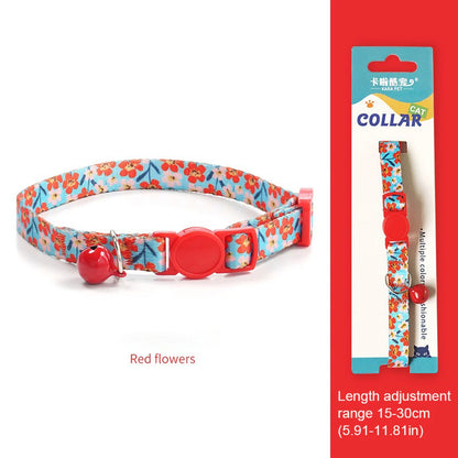 Adjustable Soft Nylon Cat Collar with Small Bell 15-30cm