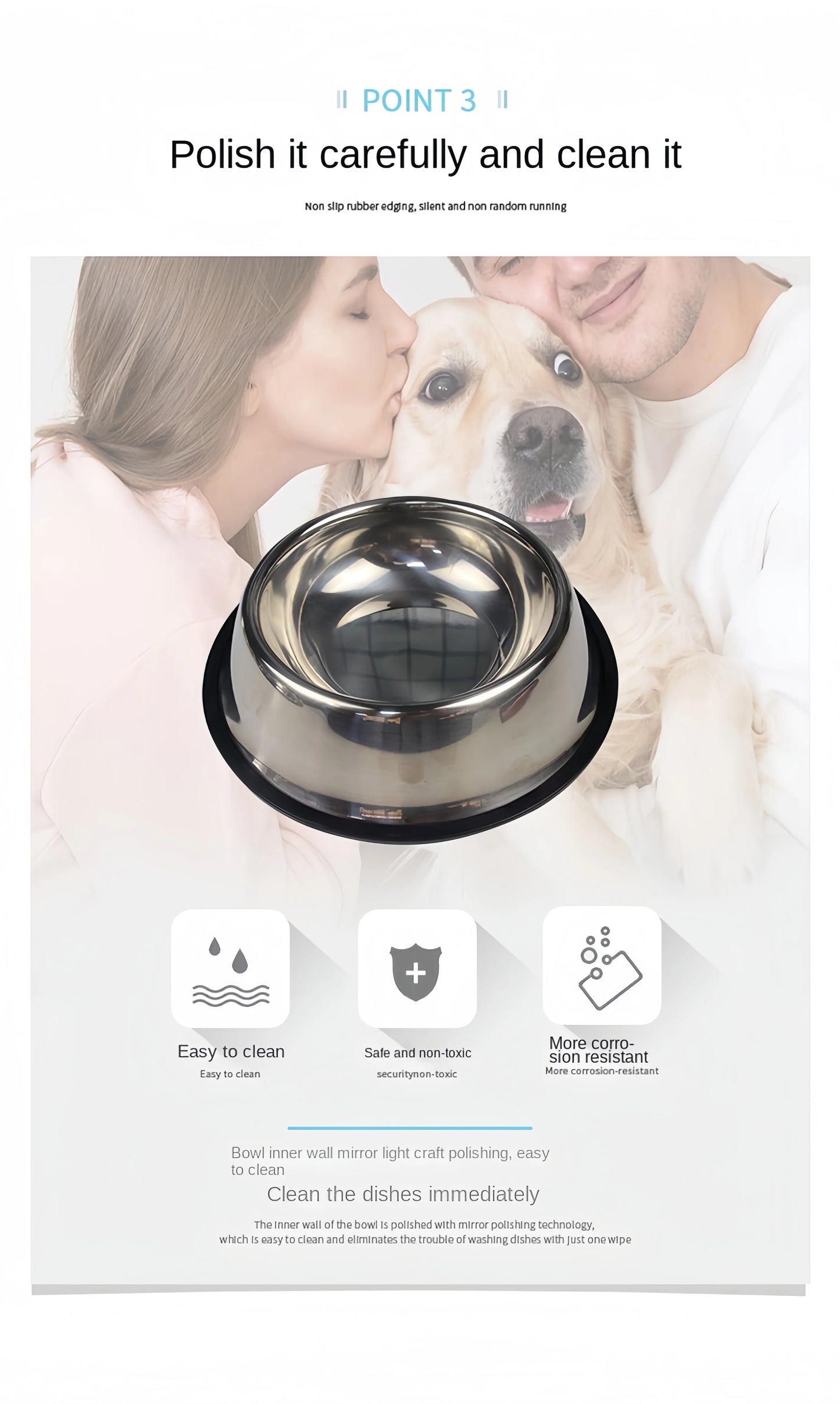 Stainless Steel Pet Feeding Bowl for Dogs and Cats - 6 Sizes