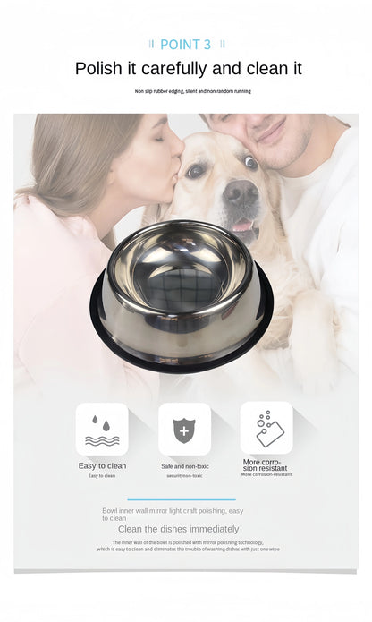 Stainless Steel Pet Feeding Bowl for Dogs and Cats - 6 Sizes