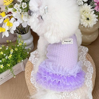 Lightweight Purple Lace Dog Summer Dress for Small Pets