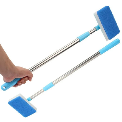 Telescopic 180° Aquarium Glass Cleaner with Double-Sided Sponge