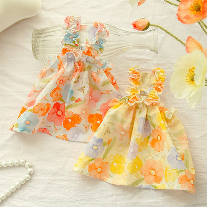 Floral Cotton Suspender Skirt for Cats and Dogs