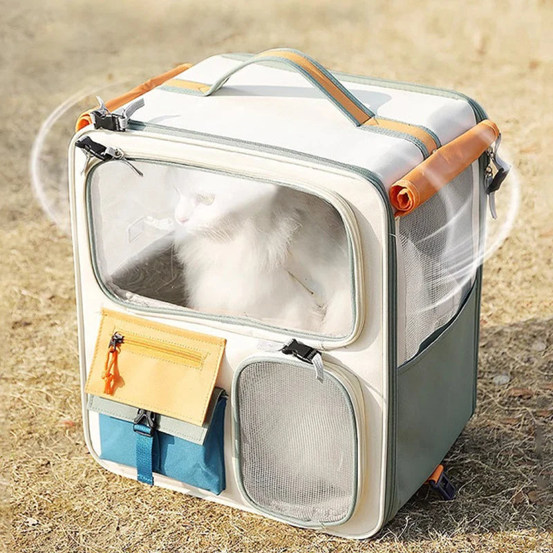 Portable Pet Trolley Backpack for Cats and Small Dogs