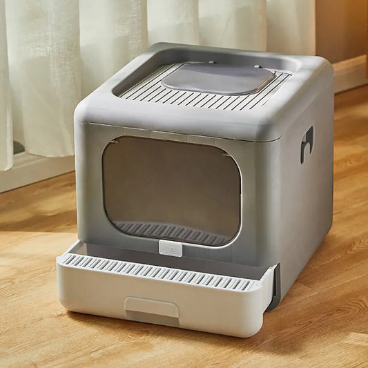 Sifting Cat Litter Box with Foldable Design and Scoop