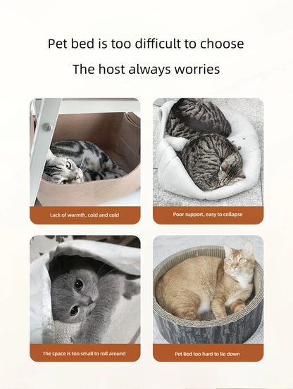 Reindeer-Themed Cat Tunnel Hideaway and Plush Bed