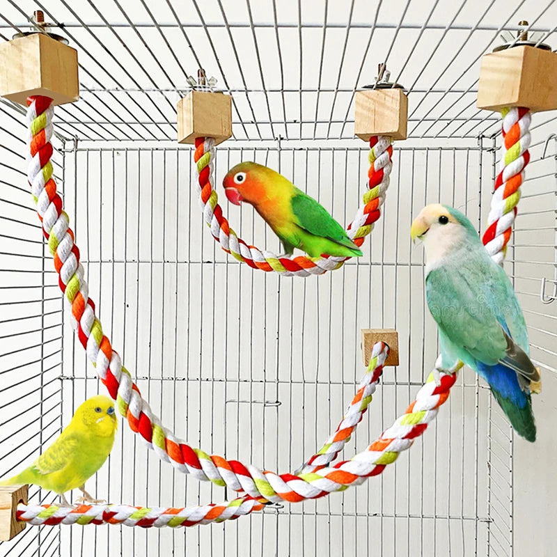Colorful Cotton Rope Swing Toys for Parrots and Birds