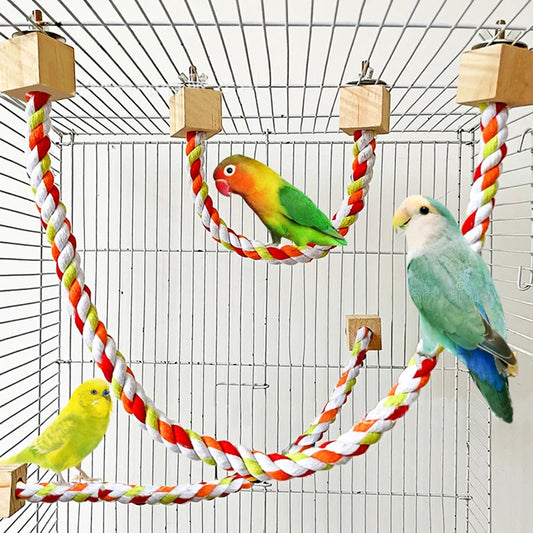Colorful Cotton Rope Swing Toys for Parrots and Birds