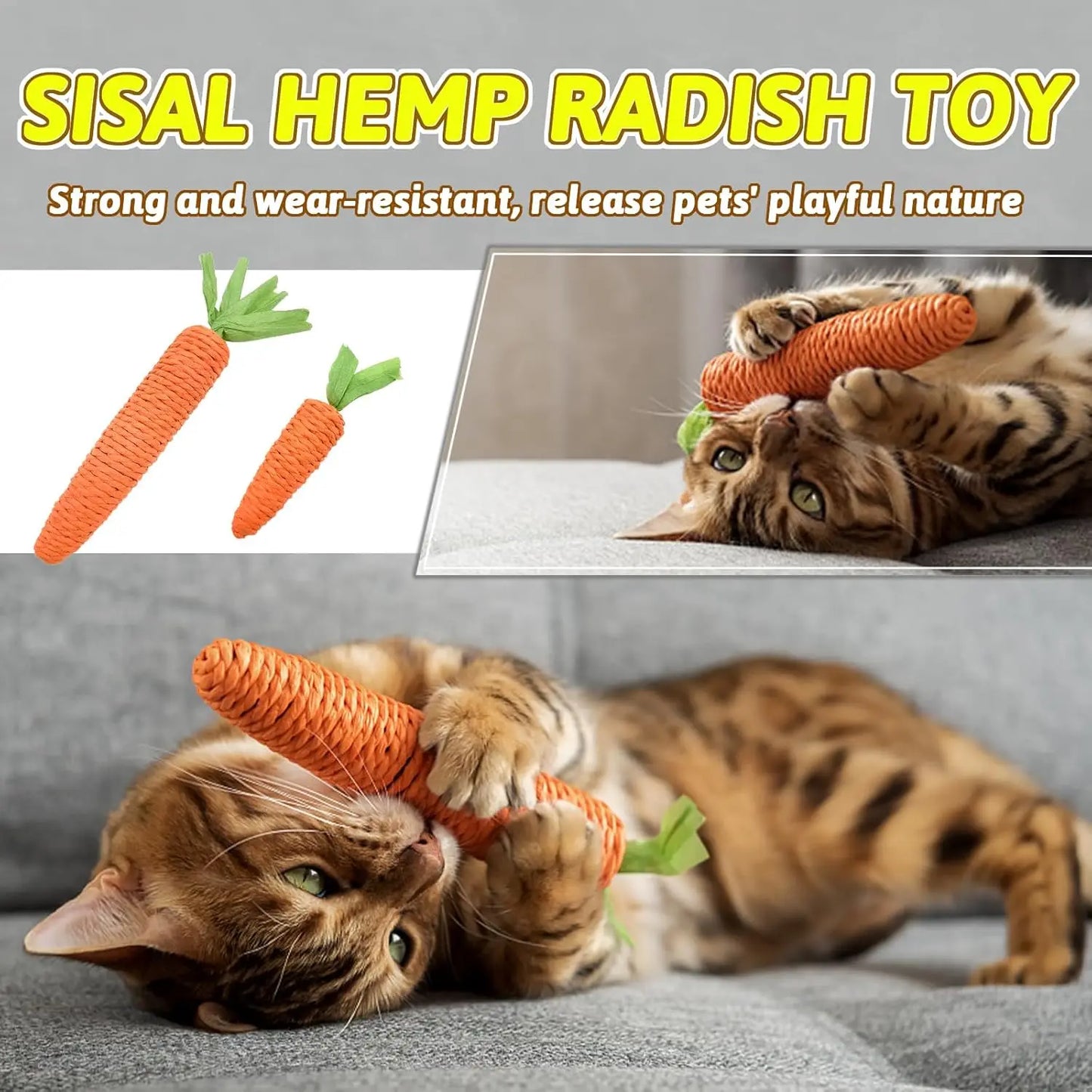 Carrot Teething Sticks for Cats - Bite & Scratch Resistant