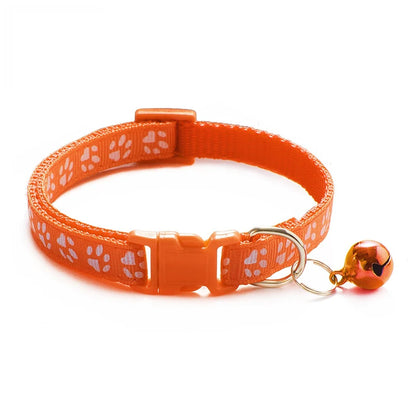 Dog Print Cat Collar with Bell - Multiple Color Options