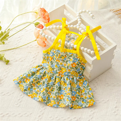 Floral Cotton Suspender Skirt for Cats and Dogs