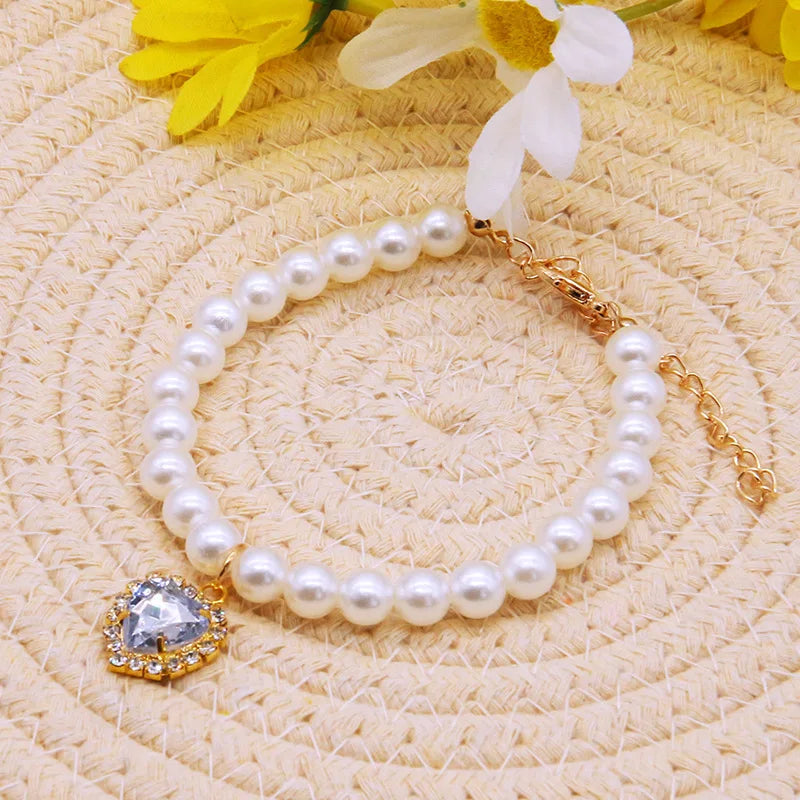 Adjustable Cat Collar with Pearl Decoration for Kittens