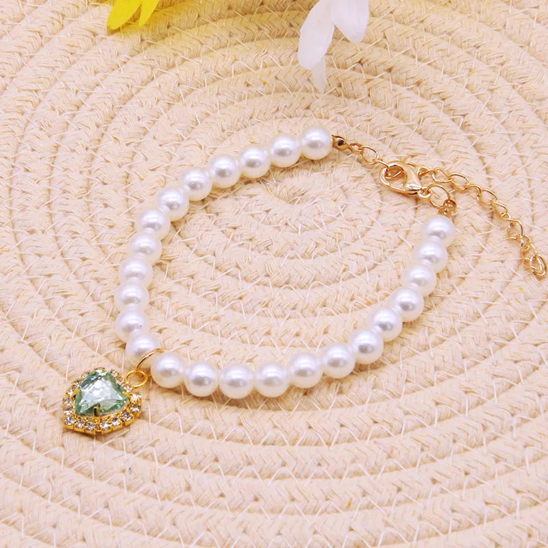 Adjustable Cat Collar with Pearl Decoration for Kittens