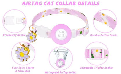 Breakaway Cat Collar with Silicone Airtag Holder & Charms
