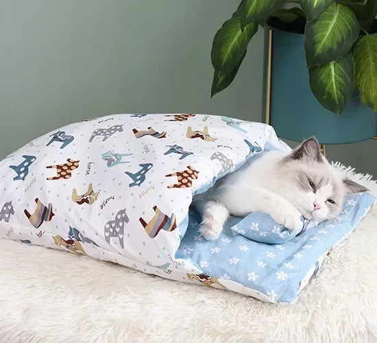 Kawaii Cozy Removable Cat Bed House for Adult Cats and Dogs
