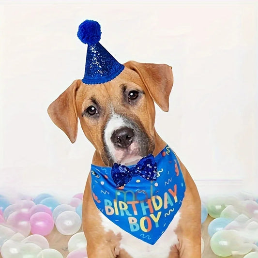 Dog Birthday Triangle Bibs and Scarf Accessories Set