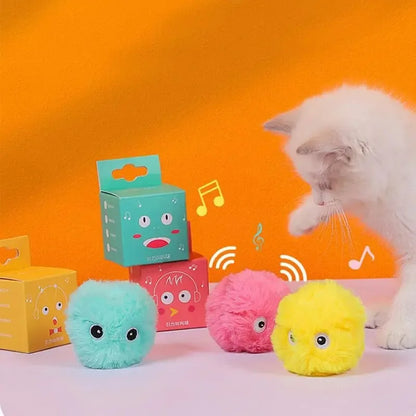 Plush Self-Healing Cat Teaser Balls with Sound Effects