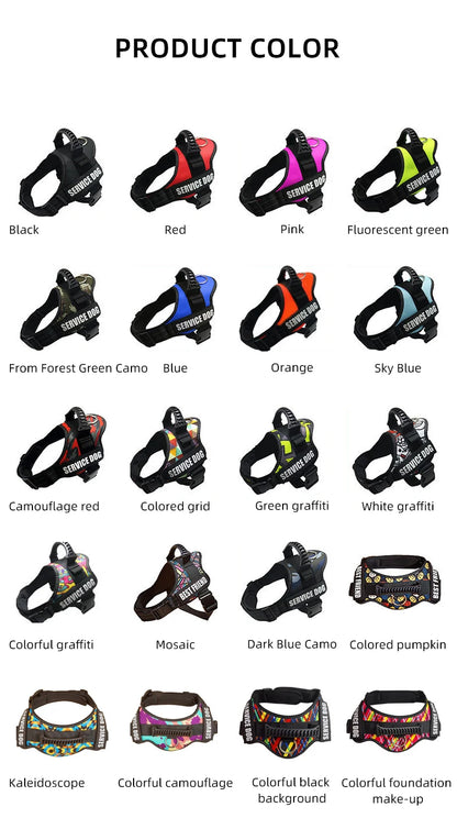 Service Dog Harness Vest with Reflective Patches for Medium Large Dogs