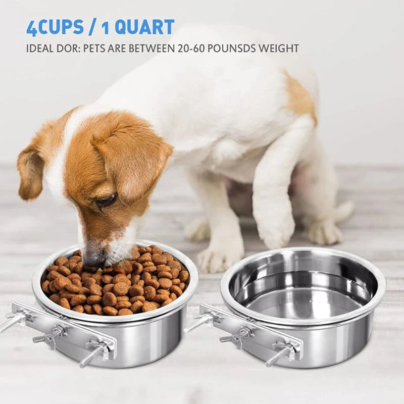 Hanging Stainless Steel Dog and Cat Food Water Bowls