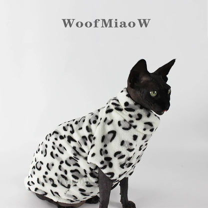 Leopard Print Winter Coat for Sphynx Cats and Kittens