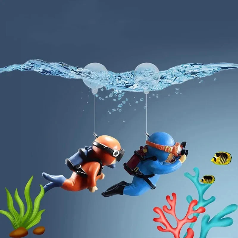 Realistic Floating Diver Ornament for Fish Tank Decoration