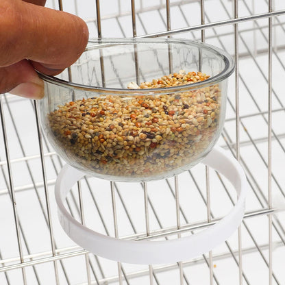 Detachable Transparent Parrot Feeding Bowl and Water Cup