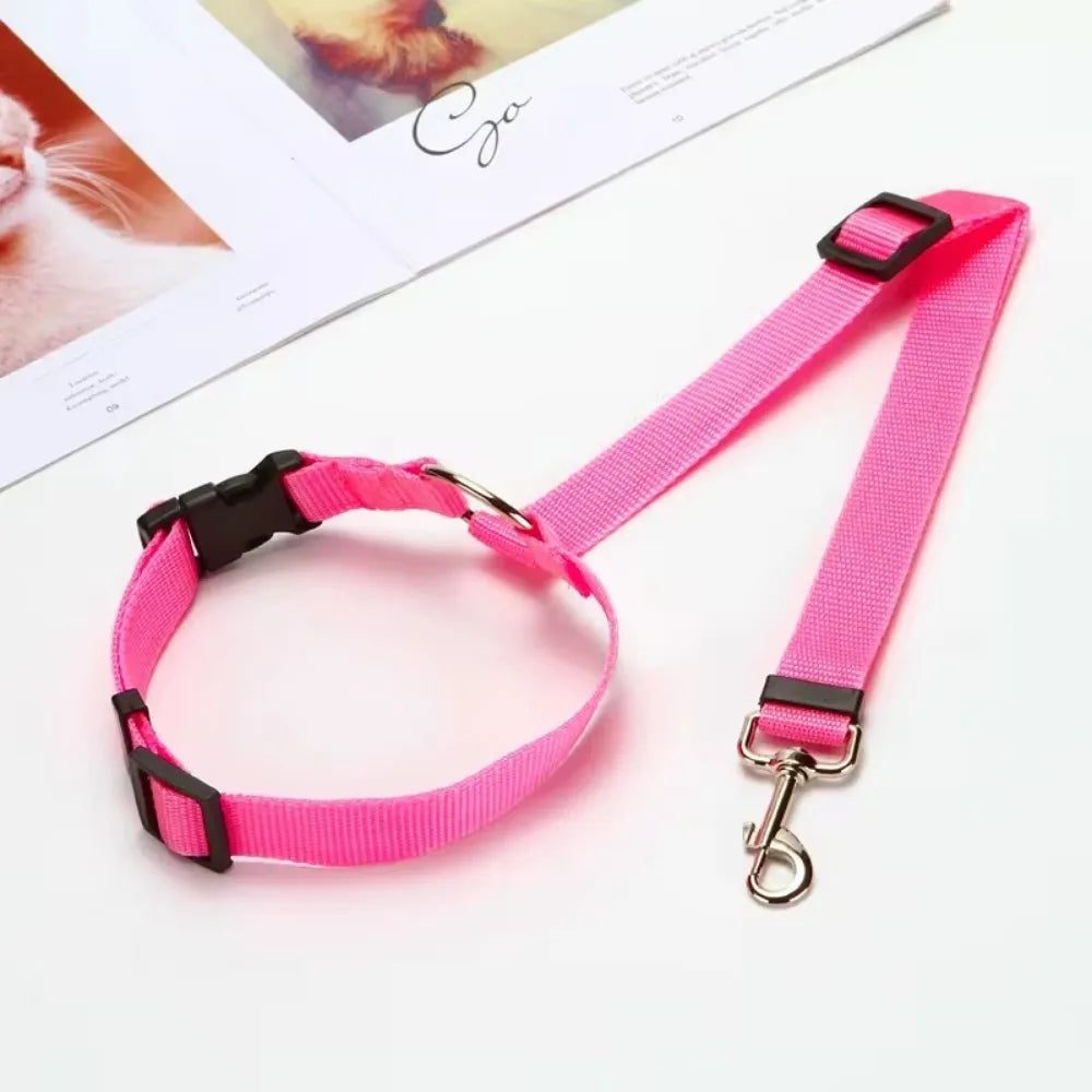 Adjustable Two-in-One Pet Car Seat Belt and Leash