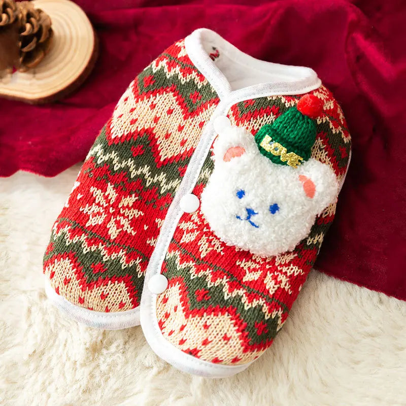 3D Bear Knit Sweater for Cats - Festive Winter Apparel