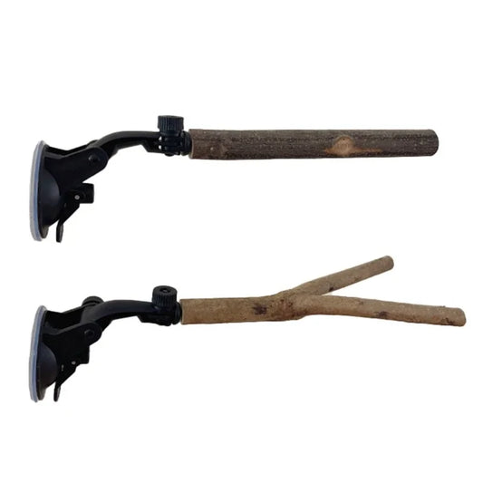Wooden Bird Perch with Suction Cup for Parrots and Birds