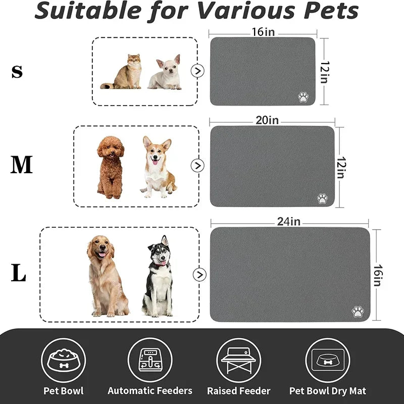Absorbent Pet Feeding Mat for Dogs and Cats - Easy to Clean