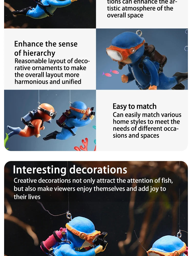 Realistic Floating Diver Ornament for Fish Tank Decoration