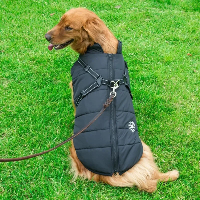 Waterproof Winter Dog Jacket with Harness for Large Breeds